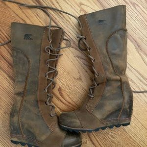 SOREL tall lace up wedge boots cate the great leather waterproof